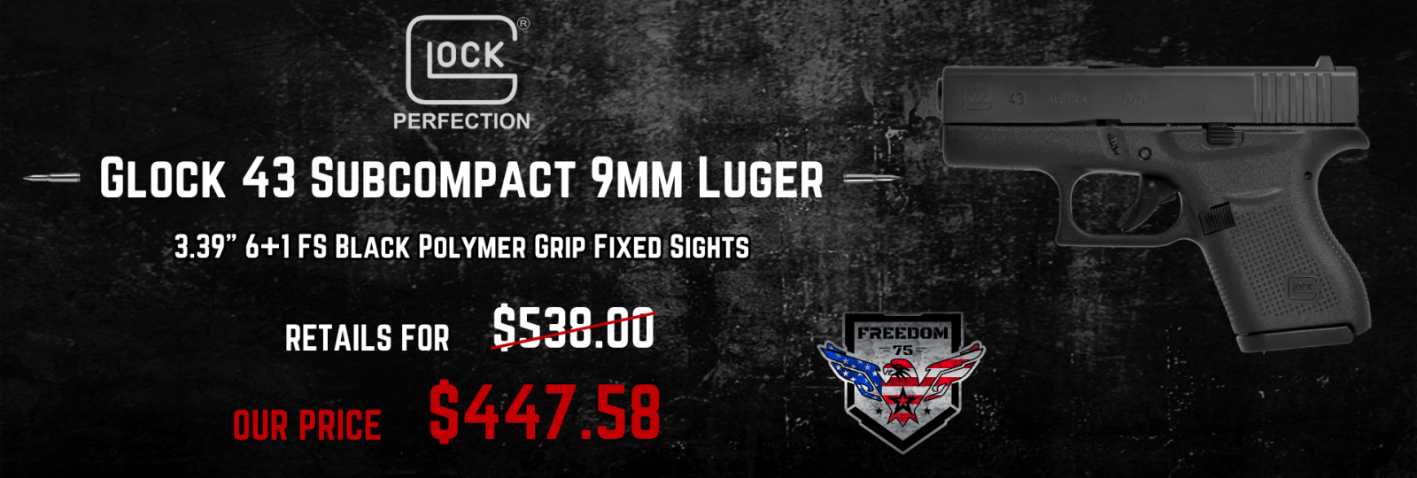 glock 43 subcompact 9mm luger banner