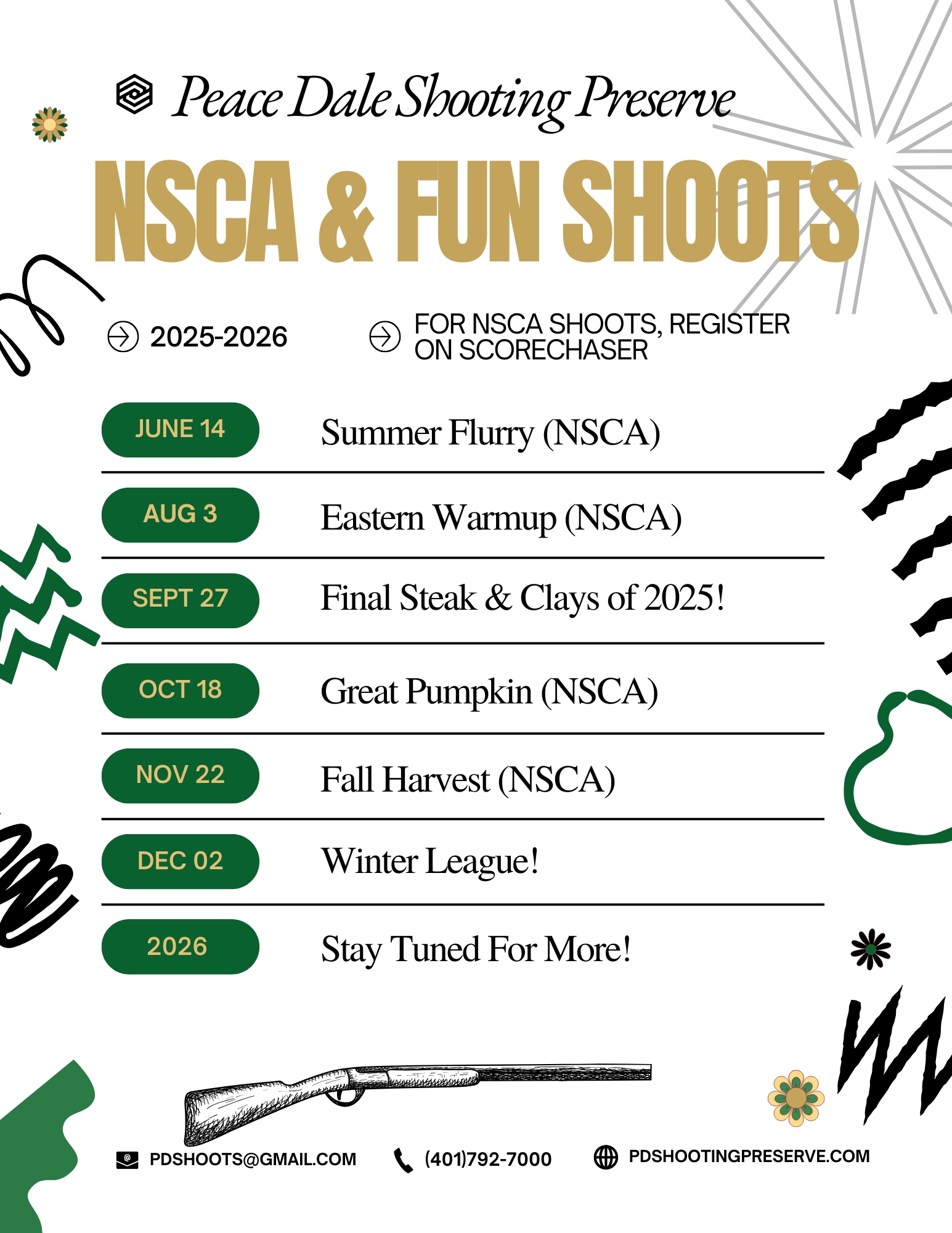 UPCOMING EVENTS/SHOOTS