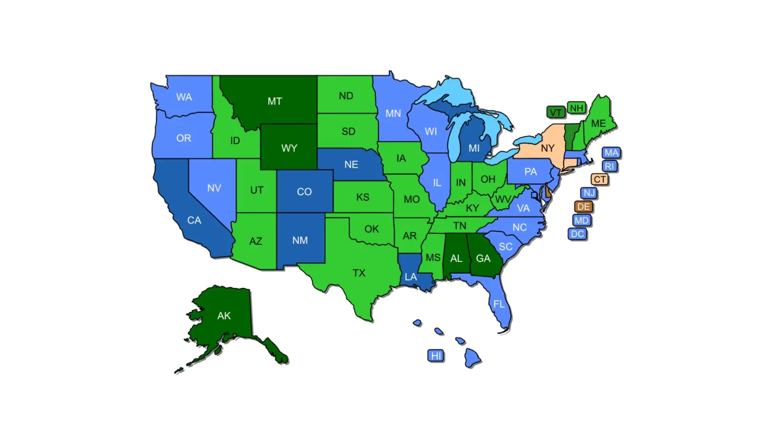 Map or infographic exploring open carry laws across all 50 U.S. states