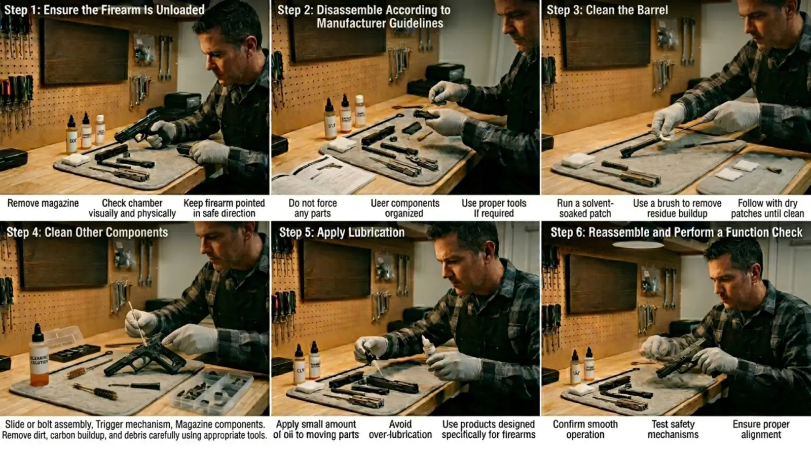Basic firearm cleaning process steps