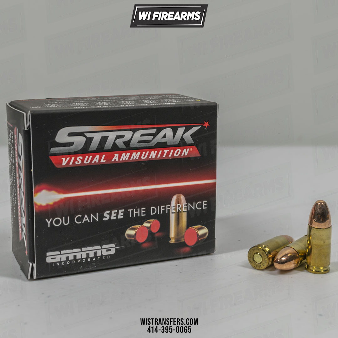 AMMO, Inc. STREAK Red, 9mm Luger, 124Gr, TMC, 20-rd Box