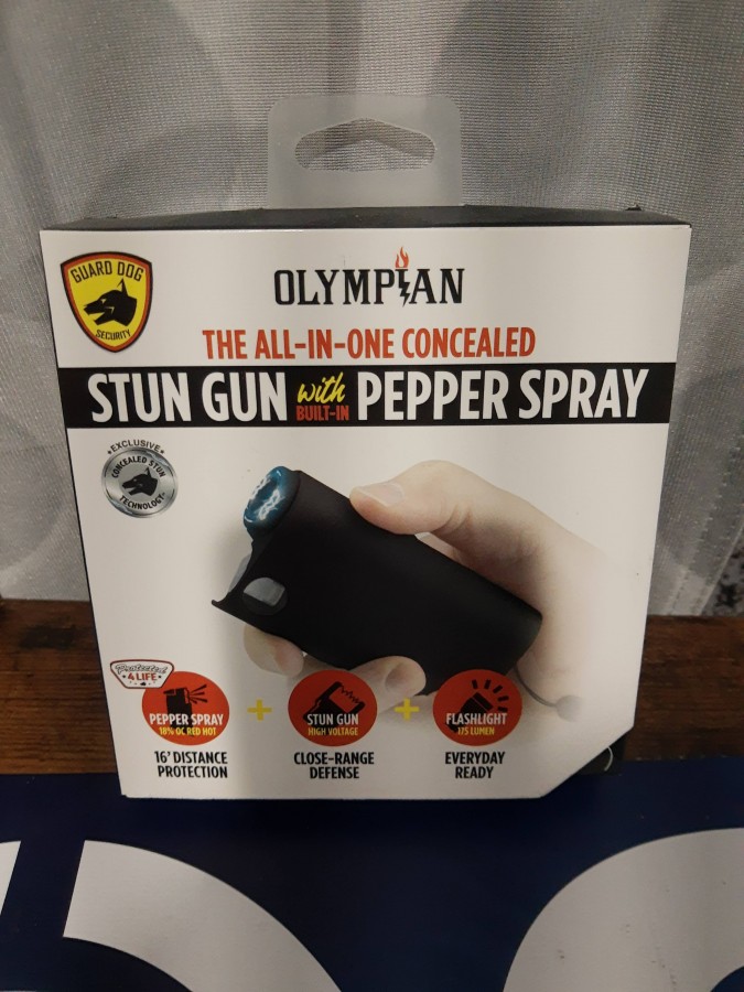 Guard Dog All-In-One Stun Gun Flashlight Pepper Spray -Black