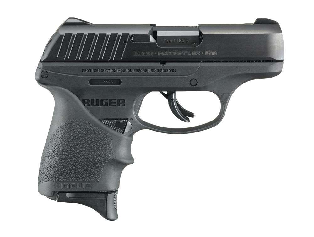 Ruger, EC9s, Compact, 3.1", 9MM, 7RD, Thumb Safety, Fixed Sights, Hogue Gri-img-1