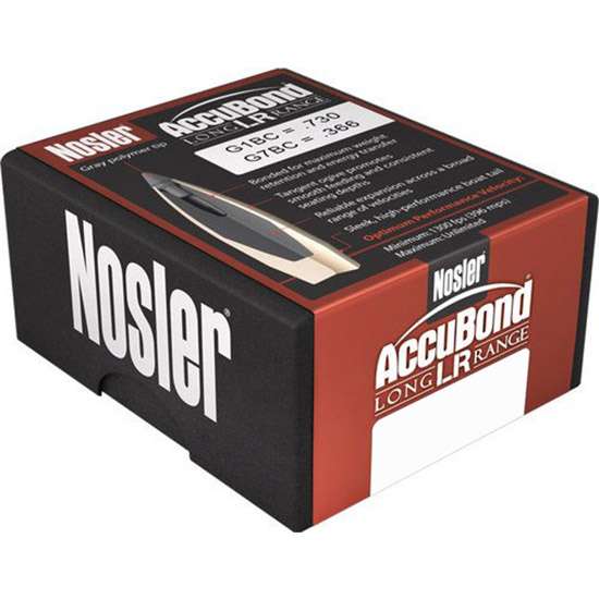 Nosler AccuBond Long Range 7mm .284 168 gr Spitzer Point 100 Per Box-img-1