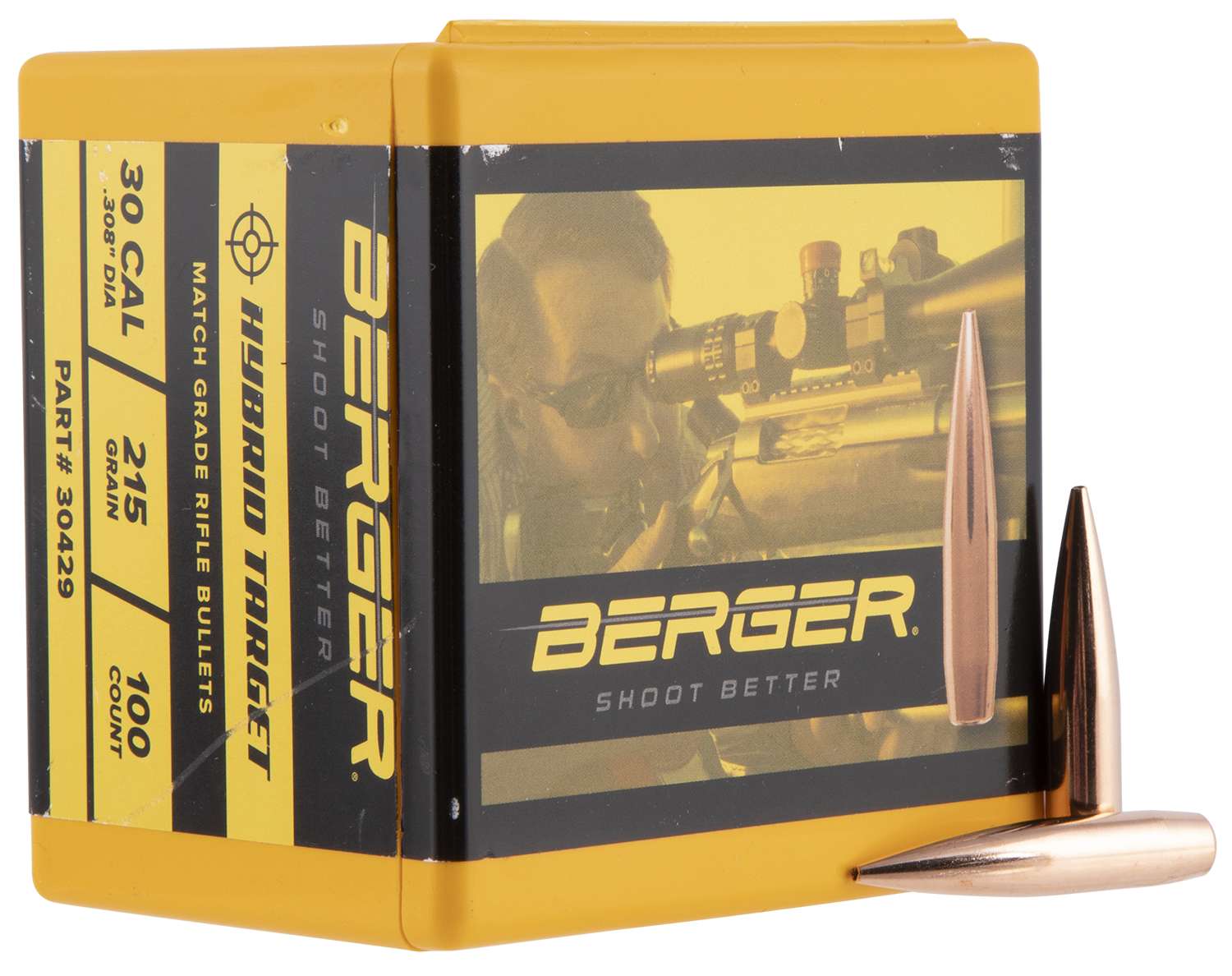 Berger 30 Cal .308 215 Grain Hybrid Target Rifle Bullet 100-Box-img-0
