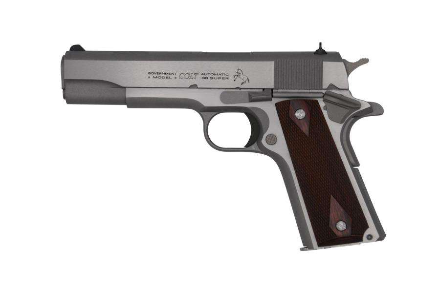 New Colt 1911 Government 38 Super 5" 9rd Stainless-img-1