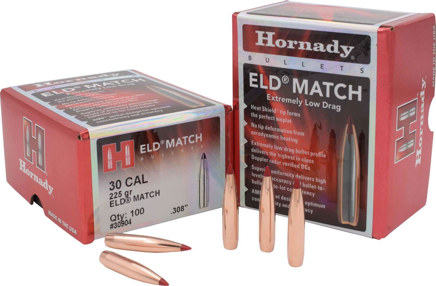 Hornady ELD Match 30 Cal .308 225 gr Extremely Low Drag-Match 100 Per Box-img-1