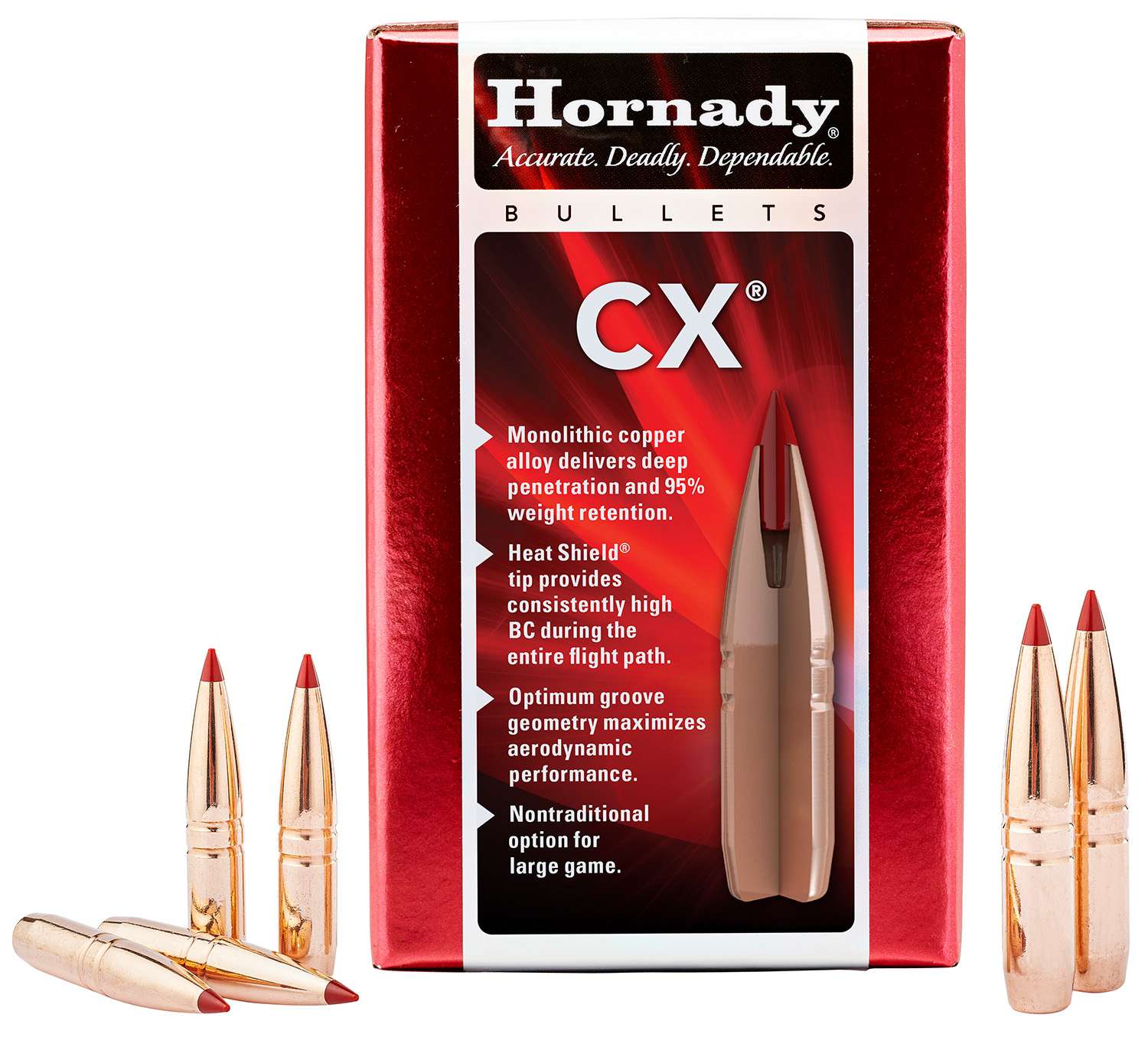 Hornady CX Bullet 6.5mm120gr Polymer Tip Copper Expanding Boat Tail Lead-Fr-img-1